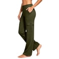thumbnail image 2 of Zulora Women's Cargo Yoga Pants High Waist Stretchy Waistband Loose Straight Leg Casual Workout Trousers with Side Pockets, 2 of 10