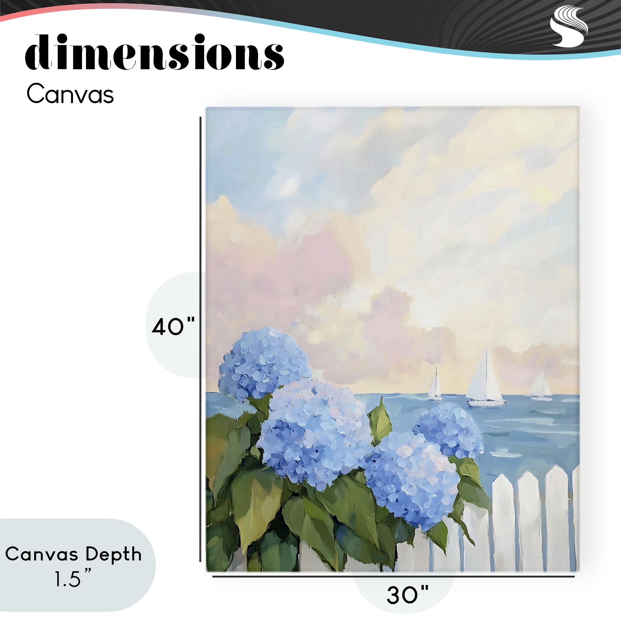 Stupell Industries Hydrangeas By The Sea Canvas Wall Art, design by Creative Studio