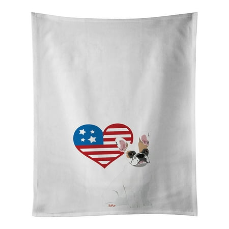 

French Bulldog White #1 Patriotic White Kitchen Towel Set of 2 19 in x 28 in