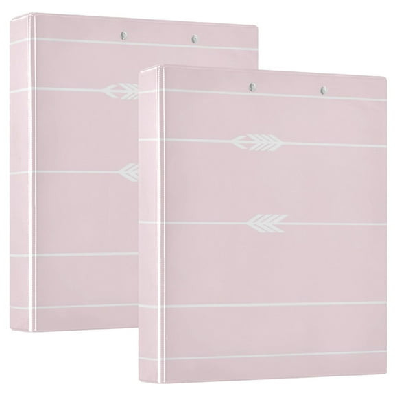 Heart Arrows Pink 12.4x10.6in PVC Round Ring Binder, D-Ring 3-Hole, Metal Clip, 200 Sheets