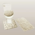thumbnail image 3 of 4pc Ceramic Accessories + 3pc Bathroom rug mat set #6 BEIGE color non slip super soft chenille washable, 3 of 5