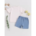thumbnail image 3 of Infant Baby Boys Summer Shorts Set, Short Sleeve Letters Print T-shirt with Elastic Waist Shorts Outfit, 3 of 8