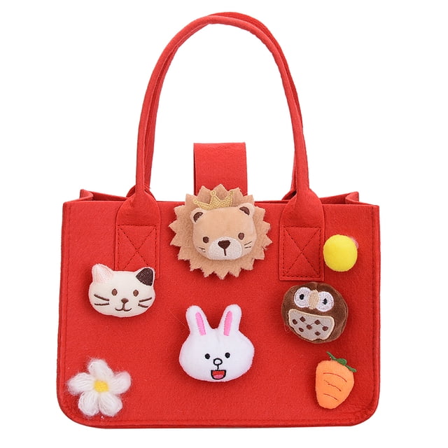Sywqhk Bolso De Fieltro Tote Kids Cute Cartoon Top-Handle Daily Shoulder Bag (Rojo) Sywqhk Para estrenar