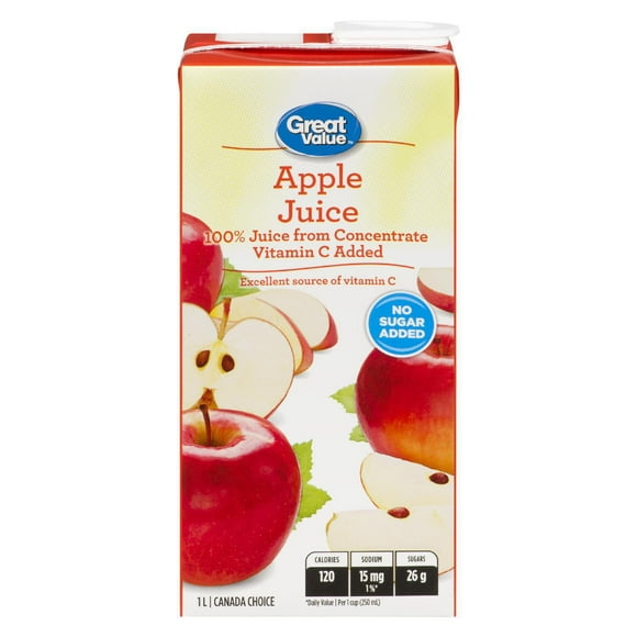 Great Value 100% Pure Apple Juice from Concentrate 1L