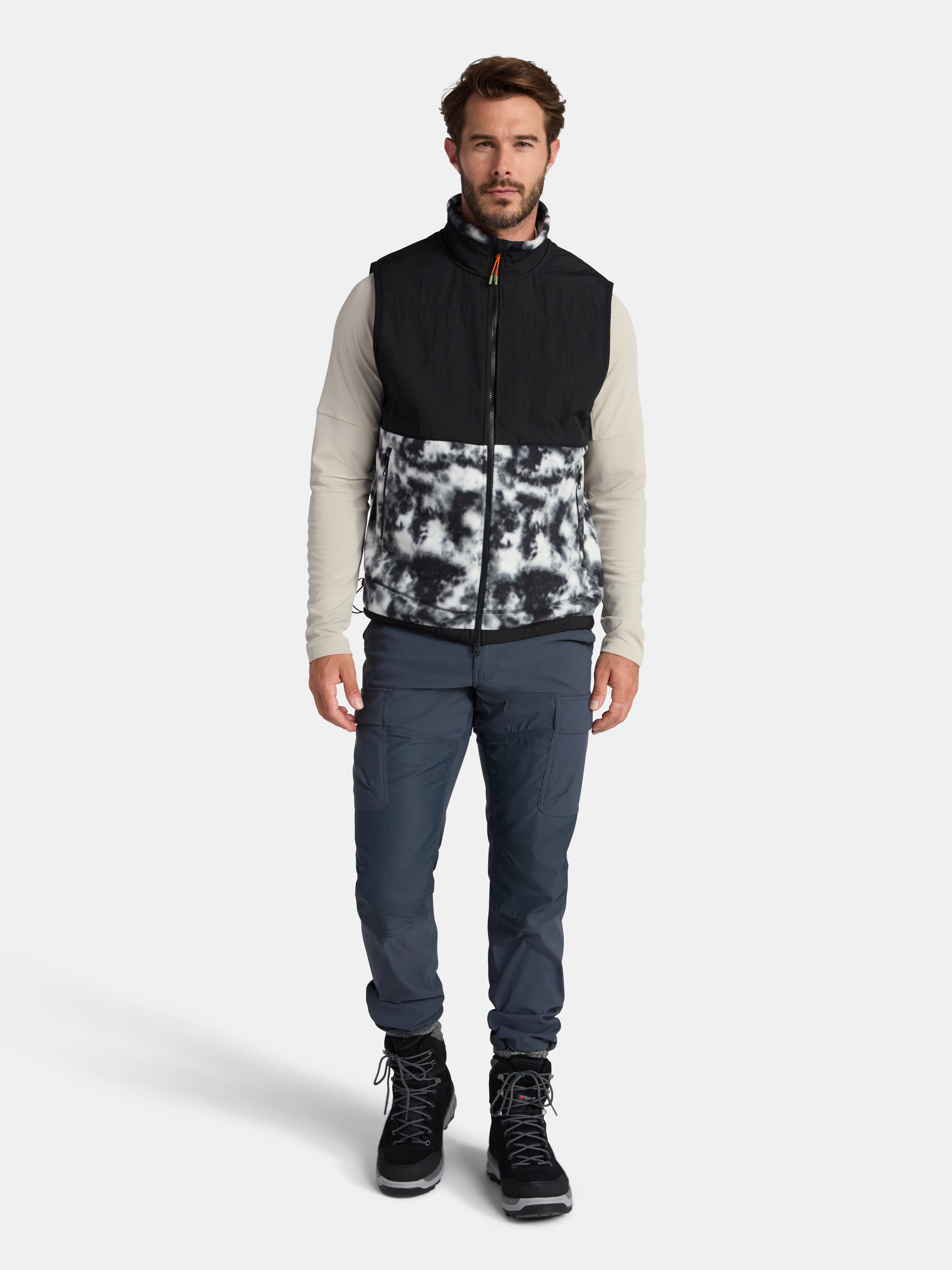Ozark Trail Men's and Big Men's Mix Media Fleece Vest, Sizes S-3XL