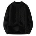 thumbnail image 2 of Black Sweatshirt for Womens Knit Sweater Solid Vintage Pullover Sweater Woven Crewneck Knitted Tops Stripe Cable Knit Long Sleeve Fall Winter Women Fall Clothes, 2 of 6