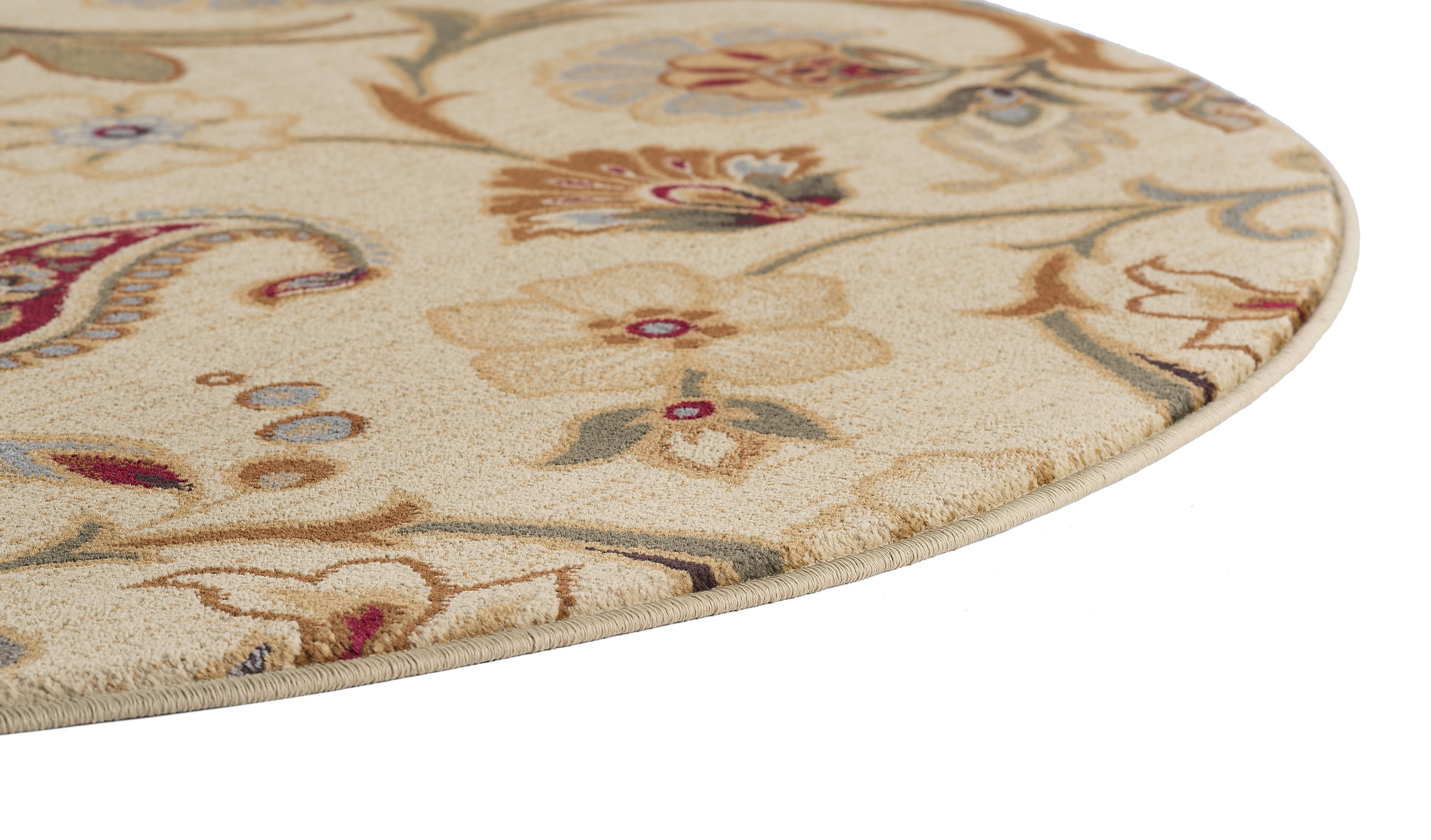 Impressions Transitional 8' Round Beige and Green Polypropylene Indoor Area Rug