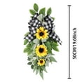 thumbnail image 3 of Komiseup Sunflower Swag for Front Door, Spring Summer Door Swag Wreath, Sunflower Buffalo Check Decor, Welcome Wreath for Porch Farmhouse, 3 of 7