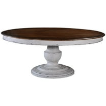 White Brown 60 Inch Round Distressed Pedestal Dining Table