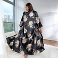 thumbnail image 6 of Satin Nightgown for Women Plus Size Silk Floral Kimono Robes Lightweight Bathrobe Nightdress V-Neck Long Sleepwear Oversized Dressing Gowns Loungewear for Ladies,  Dark blue XXL, 6 of 8