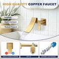 thumbnail image 4 of Wowow Waterfall Single Handle Wall Mounted Bathroom Faucet in Brushed Gold, 4 of 7