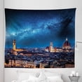 thumbnail image 1 of City Tapestry, Milky Way Stars Comet Night Sky and Italian Historic Florence Scenery, Fabric Wall Hanging Decor for Bedroom Living Room Dorm, 5 Sizes, Dark Sky Blue and Orange, by Ambesonne, 1 of 1