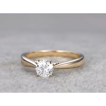 1.5Ct Round Cut Natural Moissanite Diamond Ring in 14K Yellow Gold Plated