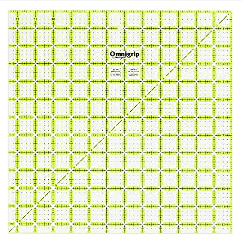 Omnigrid Neon Omnigrip 12-1/2X12-1/2sq Quilting Ruler, Clear