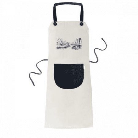 

Modern Building Skyscraper Overpass Apron Adjustable Bib Cotton Linen BBQ Kitchen Pocket Pinafore