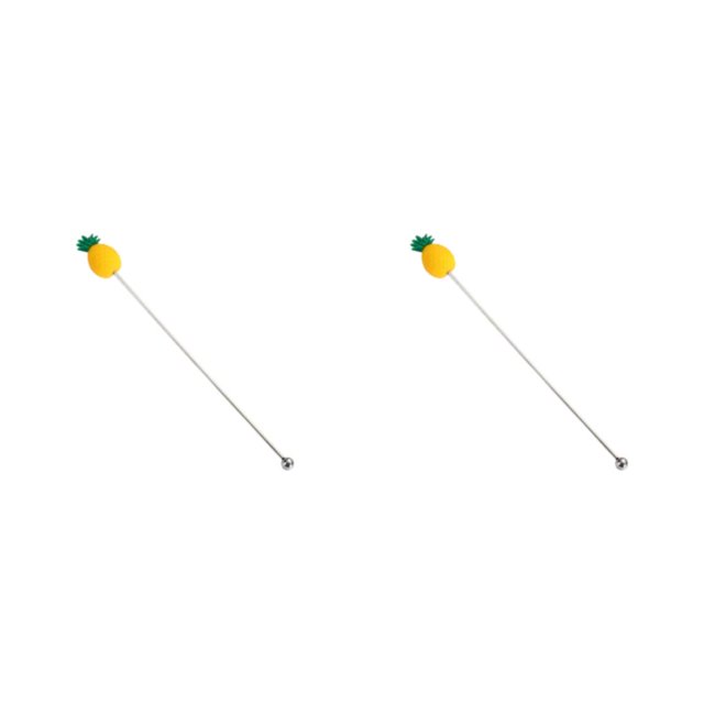 Toystoory Agitador Swizzle Mixing Stick Varilla agitadora Mezclador Fruit Head Acero inoxidable Muddler Bar Herramienta Accesorios Café Piña Piña 2Conjunto