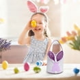 thumbnail image 4 of CoreLiving Woven Style Canvas Easter Bunny Baskets Empty with Lights and Sturdy Handles, Large Tote Bags for Egg Hunt Candy Holders Easter Party Decorations Storage Containers, 4 of 9
