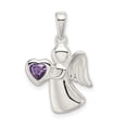 thumbnail image 3 of 925 Sterling Silver Angel with Purple Cubic Zirconia Heart Shaped Pendant, 3 of 3