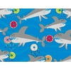 Pack of 1, Donut Feed The Sharks Embossed Wrapping Paper Roll, 30" x 833' For Party, Holiday & Events