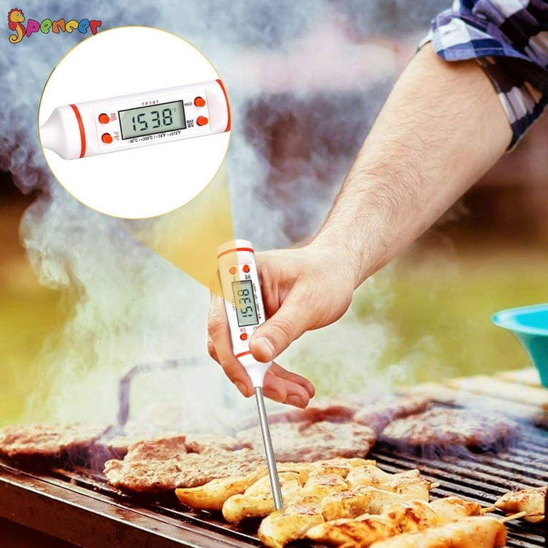 Spencer 2Pack Digital Food Thermometer 8.9 inch Long Probe Instant Read Kitchen Cooking BBQ Grill Food Meat Thermometer, Size: 2pcs, White