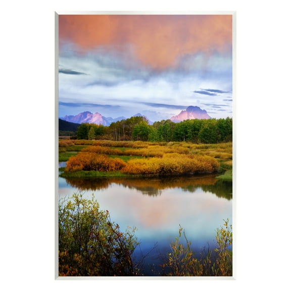 Stupell Industries Cloudy Pond Mountain Peaks Coastal Photography Unframed Art Print Wall Art