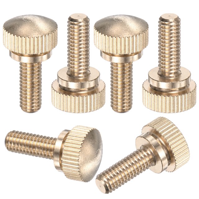 Uxcell 6-Pack Tornillos de Mariposa Estriados, M6x16mm Perillas de Cabeza Plana de Latón con Sujetador de Hombro