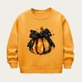 thumbnail image 3 of WERYOUNG Girls Boys Hoodies Cartoon Pumpkin Printed Long Sleeve Round Neck Pullover Hoodless Halloween Sweatshirt Child Casual Casual Outings Hoodie,Yellow,7-8 Years, 3 of 3