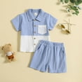 thumbnail image 2 of Boy Outfits Short Sleeve Summer Casual Gentleman Tops Hawaii Beach Holiday Patchwork Toddler Boys Clothes Blue 6-12 Months, 2 of 4