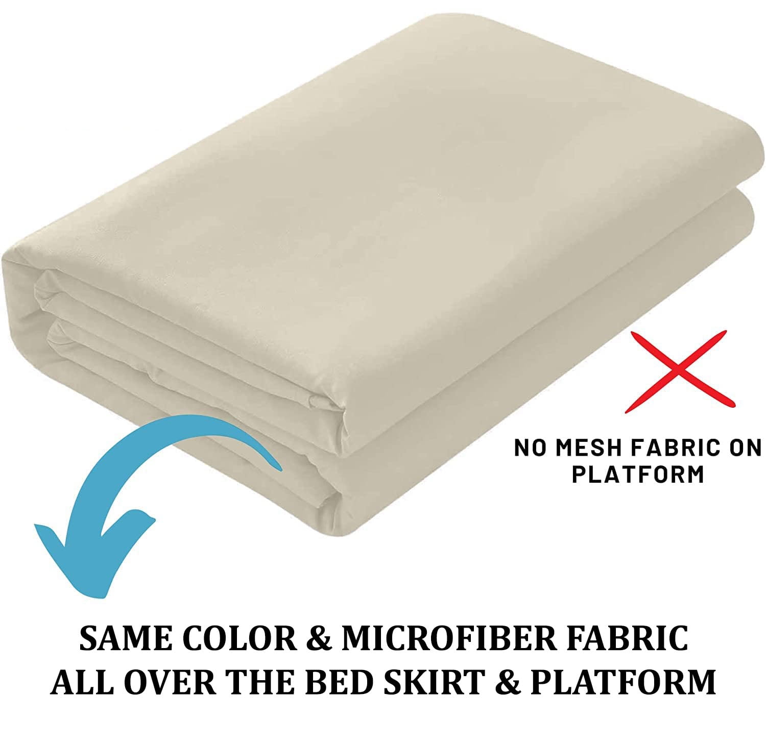 SKY BEDDINGS King Size Ruffled Bed Skirt with Split Corners - King 12 Inch Drop Dust Ruffle Bed Skirt with Platform Three Sided Coverage - 100% Microfiber Bed Skirt, Ivory