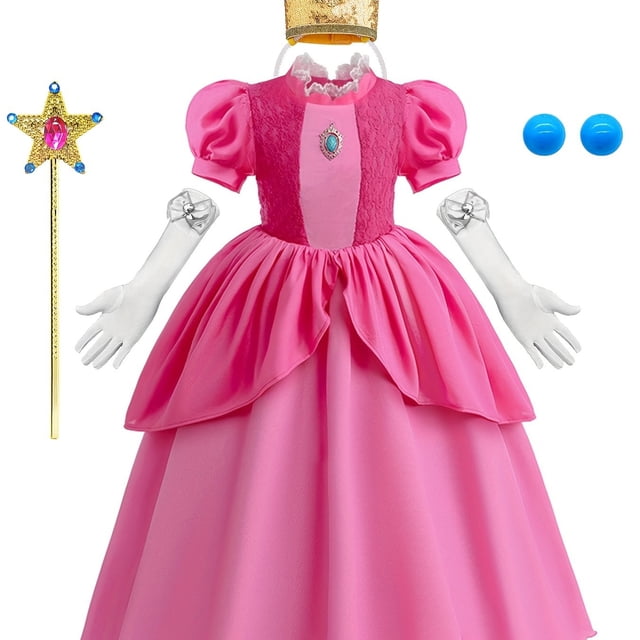 Vestido De Princesa Para Niña Con Conjunto De Accesorios, Decoración De Bordado De Encaje Con Mangas Abullonadas, Fiesta De Halloween, Fiesta De Graduación, Cumpleaños, Disfraz De Rendimiento, Ropa Pa