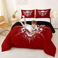 thumbnail image 3 of Homewish Halloween Wing Skull Full Size Comforter Sets,Sharp Spiked Print Bedding Comforter Set,Scarlet Red White,Black Reversible,3-Piece,1 Comforter and 2 Pillowcases, 3 of 7