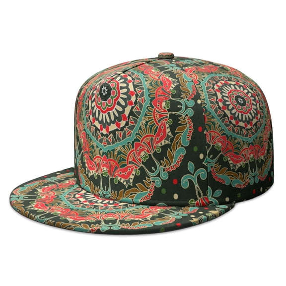 Tribal Paisley Snapback Hat, Adjustable Baseball Cap with Abstract Decorative Print, Trendy Boho Style