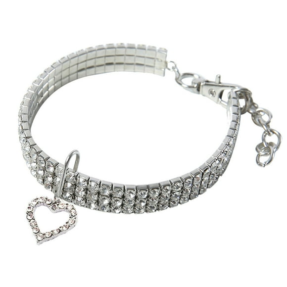 Mini Pet Dog Bling Rhinestone Choker Collar - Heart - Shaped Necklace