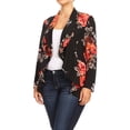 thumbnail image 2 of Women's Casual Plus Size Blazer Long Sleeve Open Front Solid and Print, 2 of 5