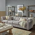 HumbleNest Homestead 4 Seat Tufted Linen Sectional Sofa Beige