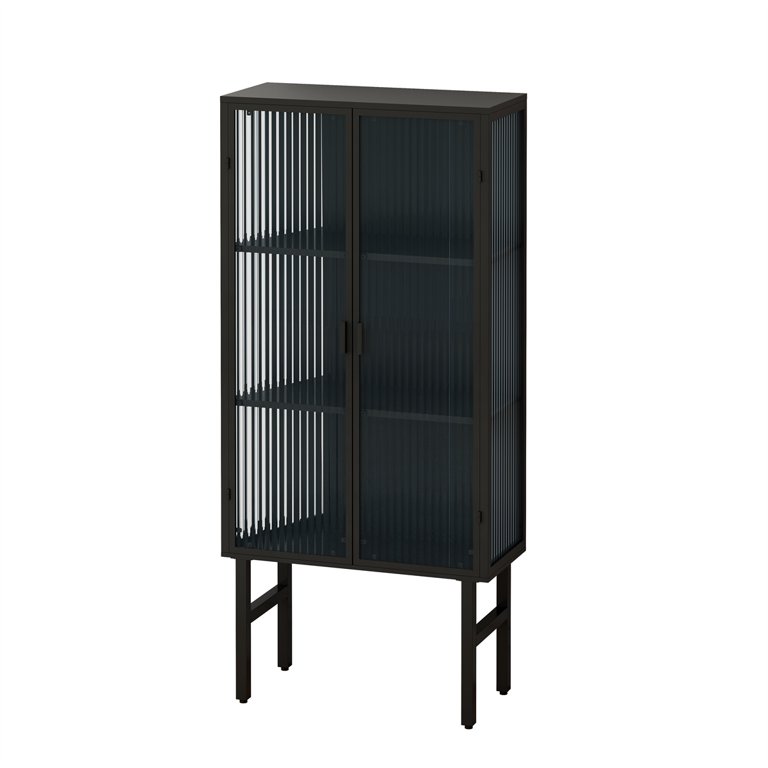 23.62 Glass Door Wall Cabinet With 2-tier Enclosed Storage, Open