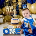 thumbnail image 6 of Haooryx Prince ONE Letter Sign Table Wooden Centerpiece for Baby Boy Royal Prince First Birthday Party Decorations, Shining Crown One Year Old Toddler Boy 1st Birthday Baby Shower Decor Supplies, 6 of 7
