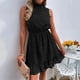 thumbnail image 3 of Vestido corto de gasa con volantes, escote de encaje y diseño sin mangas, estilo veraniego, 3 of 6