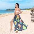 thumbnail image 6 of FORMRS Womens Long Sarong Beach Wrap Semi-Sheer Bikini Skirt Bathing Swimsuit Cover Up, Green Cubes, 6 of 7