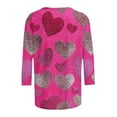 thumbnail image 5 of Avrnliq Womens Glitter Heart Top Hot Pink - 3/4 Sleeve Crew Neck Loose Fit Stretchy Polyester Spandex Valentine's Day Blouse Plus Size Inclusive Sizing S-XXXXXL,Size XL, 5 of 6