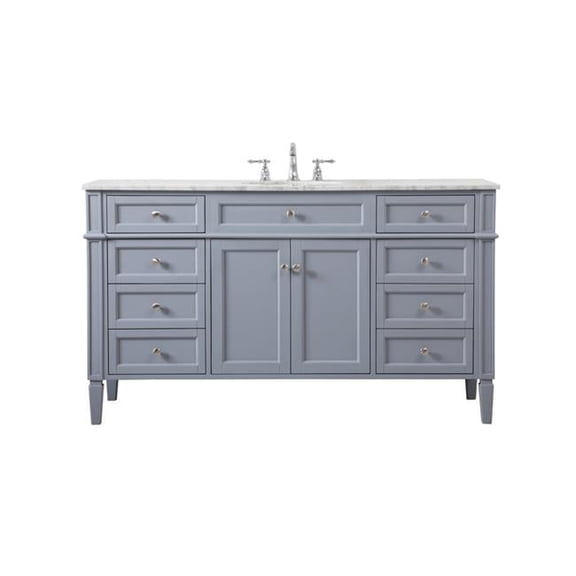 60 in. Metal Single Bathroom Vanity in Grey