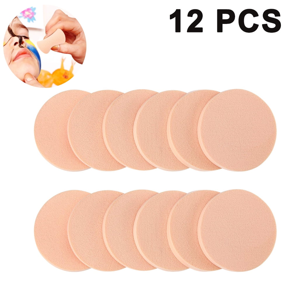 12 Pieces Round Makeup Cosmetic Puff Round Foundation Makeup Sponge Set Round Cosmetic Makeup Sponge for Most Types of Cosmetics Foundation BB Cream Powder Concealer