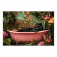 thumbnail image 2 of Mudket Framed Panther in Pink Bathtub Canvas Wall Art, Jungle Leopard Print Bathroom Wall Decor, Animal Wall Art for Living Room, Ready to Hang - 12"L x 8"W, 2 of 10
