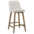 thumbnail image 1 of Bouclair Oatmeal Upholstered Bar Stool with Wooden Legs, 1 of 5