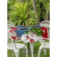 thumbnail image 2 of Outdoor Tablecloth with Umbrella Hole and Zipper, Christmas Tree Round Table Cloth 54 Inch Waterproof Tablecloth, Red Winter Pine Branches Balls Snowflakes Picnic Table Cover for Patio Camping, 2 of 7