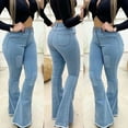 thumbnail image 3 of Bigersell Distressed Jeans for Women Jeggings Summer High Waisted Black Jeans Ladies Straight-Leg Denim Pants Ripped Wide Leg Jeans Female Loose Mid Waist Ankle Length Pants Style J-202 Navy L, 3 of 3