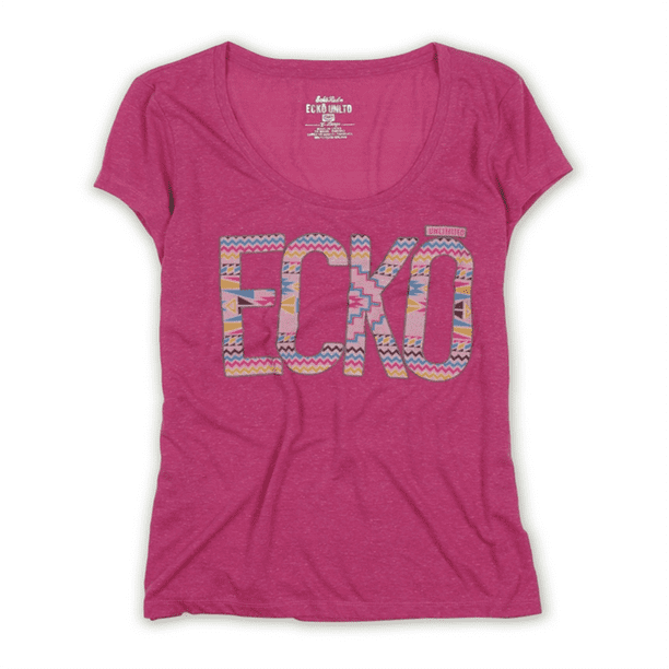 Camiseta Ecko Unltd con Gráfico Azteca y Cuello Redondo para Mujer Morado Grande
