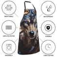 thumbnail image 5 of Naloa Vintage Blue Floral Wolf Apron Kitchen Aprons with Pockets for Women Men Chef, 5 of 8