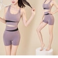 thumbnail image 2 of Xfvqtps Womens Sports Bras and Yoga Shorts Set Racerback Removable Chest Cushion Elastic High Impact Workout Yoga Sport Bra Purple, 2 of 7