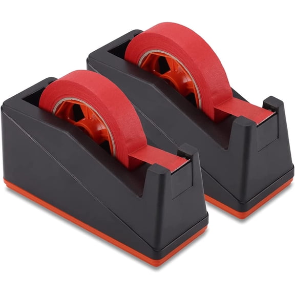 2 Pack Desktop Tape Dispenser Holder with Large 3 Inch Core for Masking, Heat Transfer Sublimation, Painters, Freezer and Kitchen Tapes, 0228BK